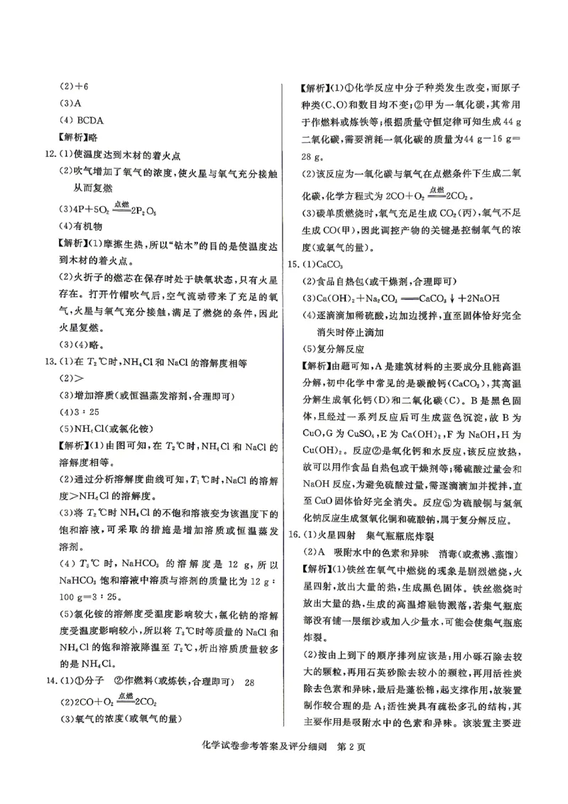 26版中考初中化学《河北启光中考模拟试卷》（含参考答案及评分细则）_中考押题2026《中考押题》系列（9科全套实时更新中）_2026版中考《启光中考模拟试卷6套》物化生地（河北）