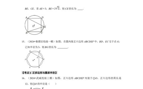 专题24.3正多边形与圆（六个考点）（题型专练+易错精练）（学生版）_人教版数学九年级上册_版本二_九年级数学上册（人教版）_知识解读与题型专练-V14_2025版