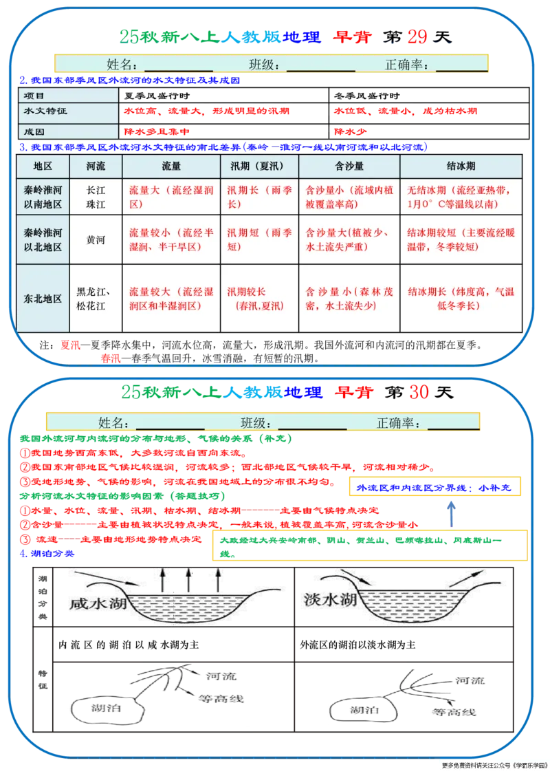 25秋新八上人教版地理+早背晚默66天背诵版_2026中考押题卷合集_2026新中考中考全科资料