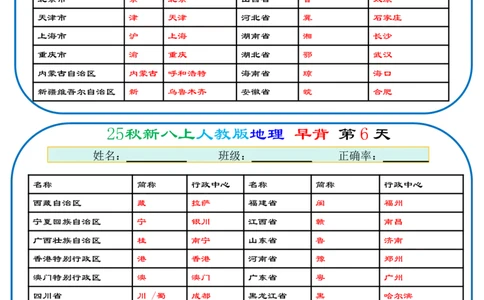25秋新八上人教版地理+早背晚默66天背诵版_2026中考押题卷合集_2026新中考中考全科资料