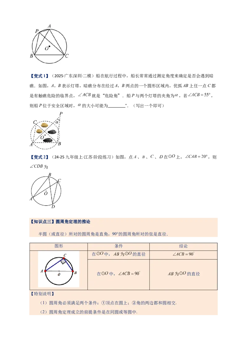 专题24.4圆周角（知识梳理+题型精析+同步练习）（学生版）_人教版数学九年级上册_版本二_九年级数学上册（人教版）_专题突破练习-V4_2026版