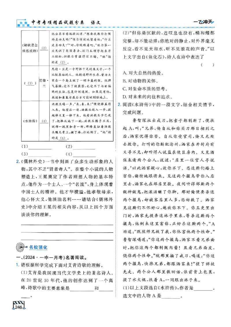 2026版《一飞冲天&middot;中考专项精品试题分类》语文(1)_2026中考押题卷合集_2026新中考中考全科资料