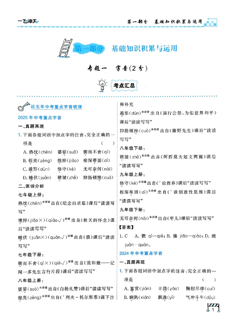 2026版《一飞冲天&middot;中考专项精品试题分类》语文(1)_2026中考押题卷合集_2026新中考中考全科资料