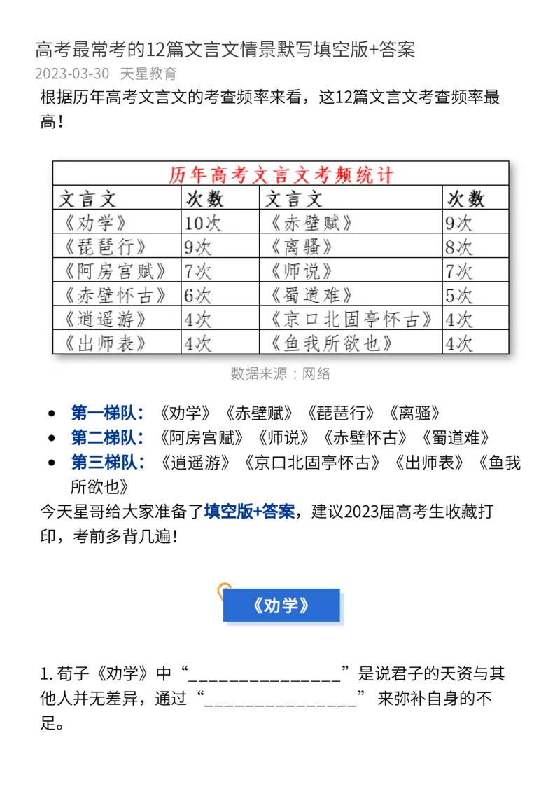 高考常考12篇文言文理解性默写（填空版）_高中三年全科资料_高中_1高中基础资料包_A-高中必背9科知识点_语文_高频常考12篇文言文