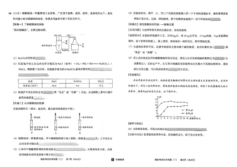 26化学安童中考模拟试卷_中考押题2026《中考押题》系列（9科全套实时更新中）_2026版初中《安童中考模拟试卷》7科全套（辽宁）_26《安童中考模拟试卷》化学