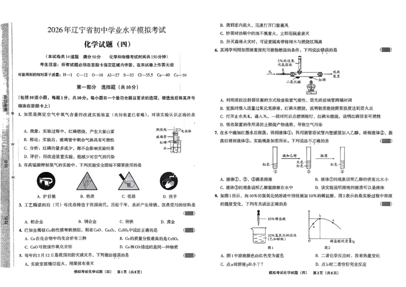 26化学安童中考模拟试卷_中考押题2026《中考押题》系列（9科全套实时更新中）_2026版初中《安童中考模拟试卷》7科全套（辽宁）_26《安童中考模拟试卷》化学