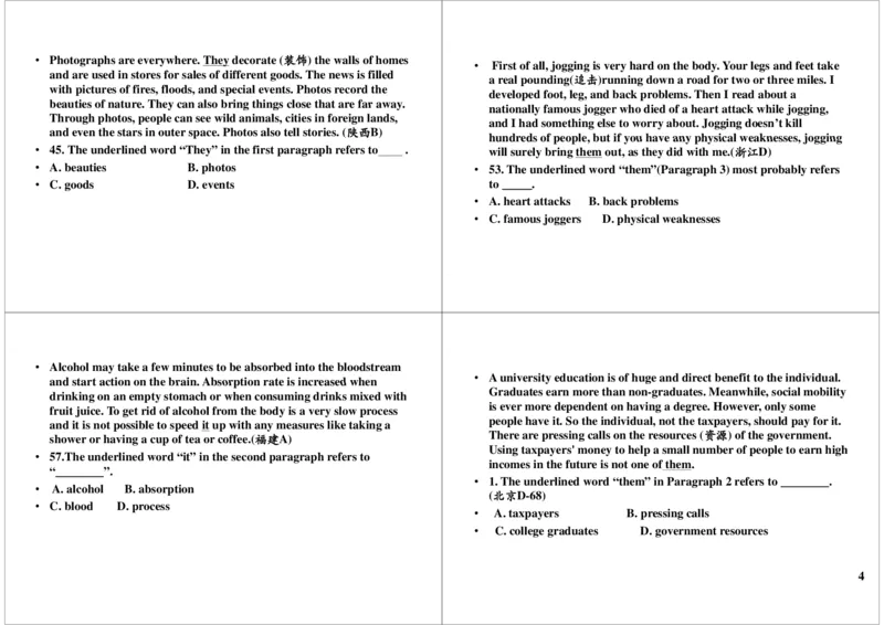 高考阅读难题大综合（细节+主旨+含义）（上）_高中三年全科资料_高中_60课时学完高中英语_60课时学完高中全部英语（下）_第17讲高考阅读难题大综合（细节+主旨+含义）（上）