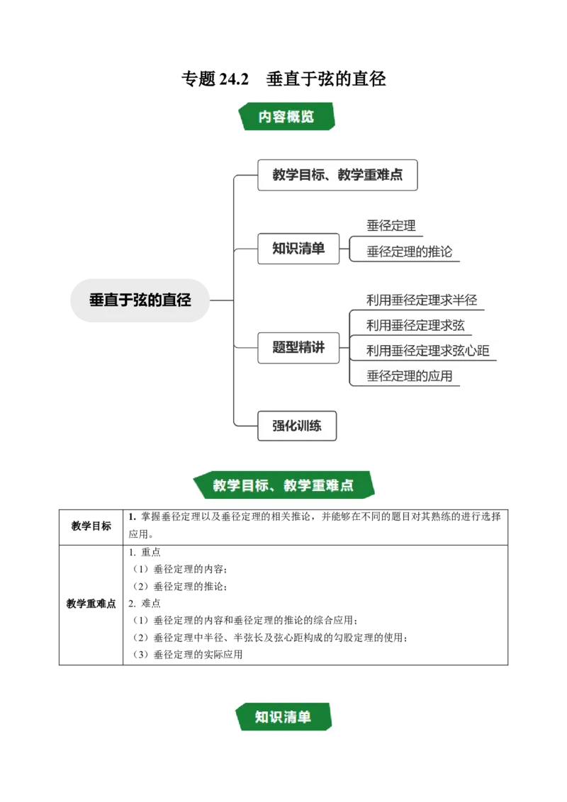 专题24.2垂直于弦的直径（高效培优讲义）（教师版）_人教版数学九年级上册_版本二_九年级数学上册（人教版）_同步讲义-U18_2026版