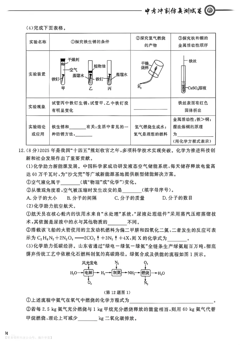 中考冲刺仿真测试卷化学_中考押题2026《中考押题》系列（9科全套实时更新中）_2026版中考《中考点石成金冲刺仿真测试卷》（语数英物化）（辽宁版）