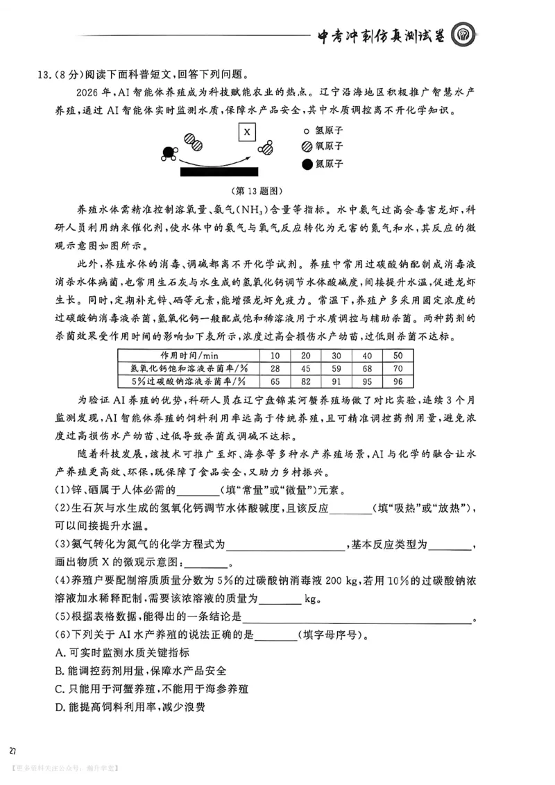 中考冲刺仿真测试卷化学_中考押题2026《中考押题》系列（9科全套实时更新中）_2026版中考《中考点石成金冲刺仿真测试卷》（语数英物化）（辽宁版）