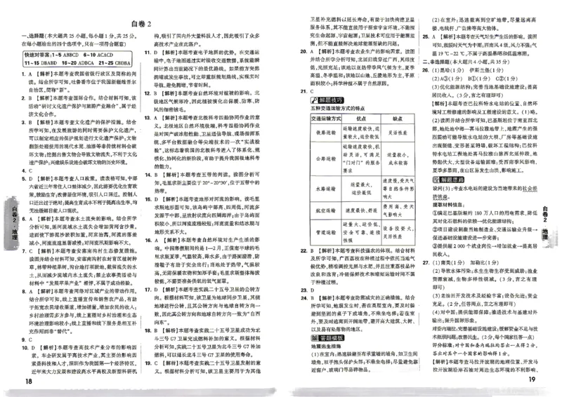2026黑白卷-生物地理答案_中考押题2026《中考押题》系列（9科全套实时更新中）_万唯2026版初中《万唯黑白卷》地生（河北）