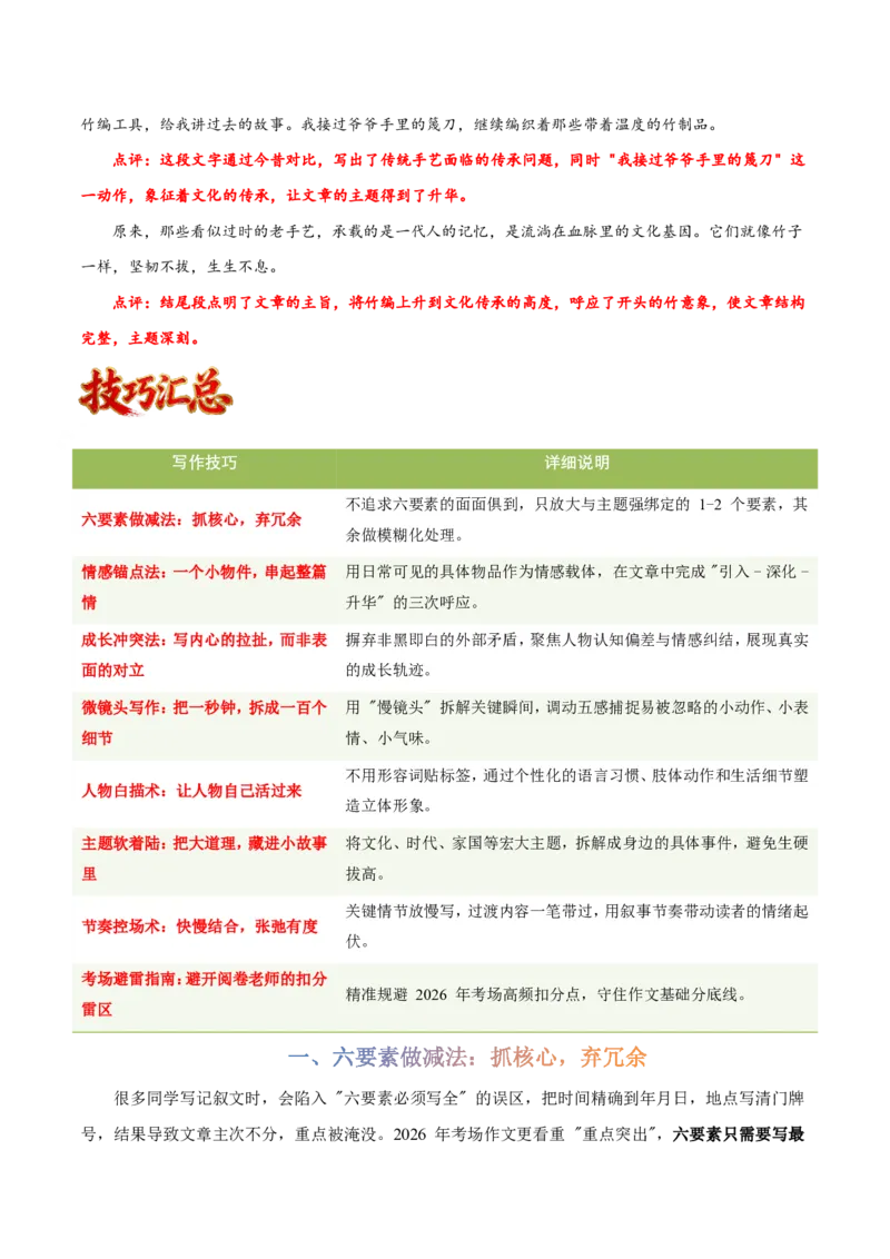 写作通关模板01：记叙文模板(原卷版)_中考押题2026《中考押题》系列（9科全套实时更新中）_2026版中考《作文提分系列》提分攻略+通关模版+热点速递（语文）_2026《写作》通关模版