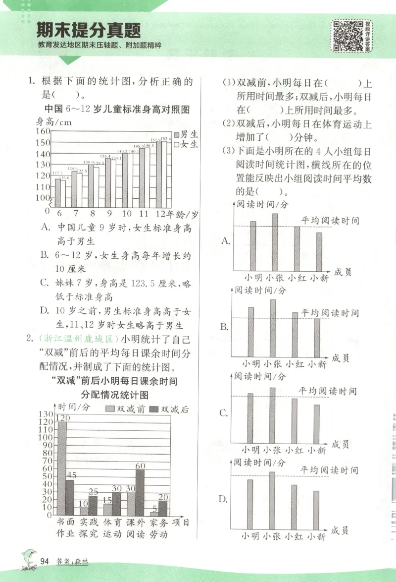 主书_2026春人教数学《实验班提优训练》_26春《实验班提优训练》人教数学4下