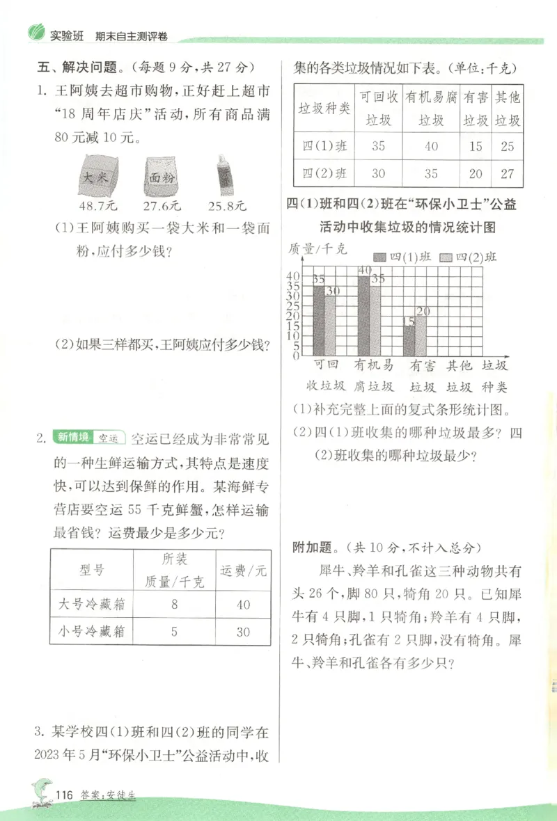 主书_2026春人教数学《实验班提优训练》_26春《实验班提优训练》人教数学4下