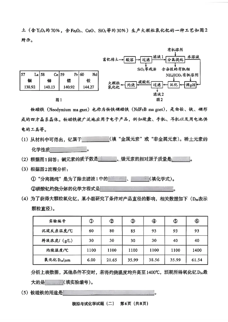 化学A4安童中考模拟试卷_中考押题2026《中考押题》系列（9科全套实时更新中）_2026版初中《安童中考模拟试卷》7科全套（辽宁）_26《安童中考模拟试卷》化学