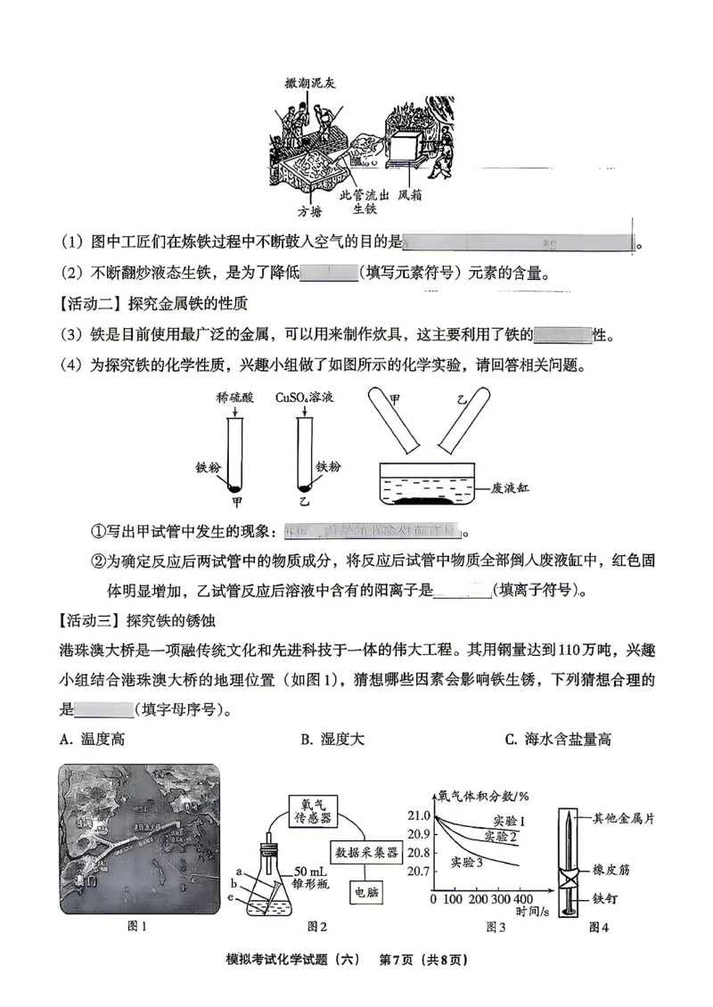 化学A4安童中考模拟试卷_中考押题2026《中考押题》系列（9科全套实时更新中）_2026版初中《安童中考模拟试卷》7科全套（辽宁）_26《安童中考模拟试卷》化学