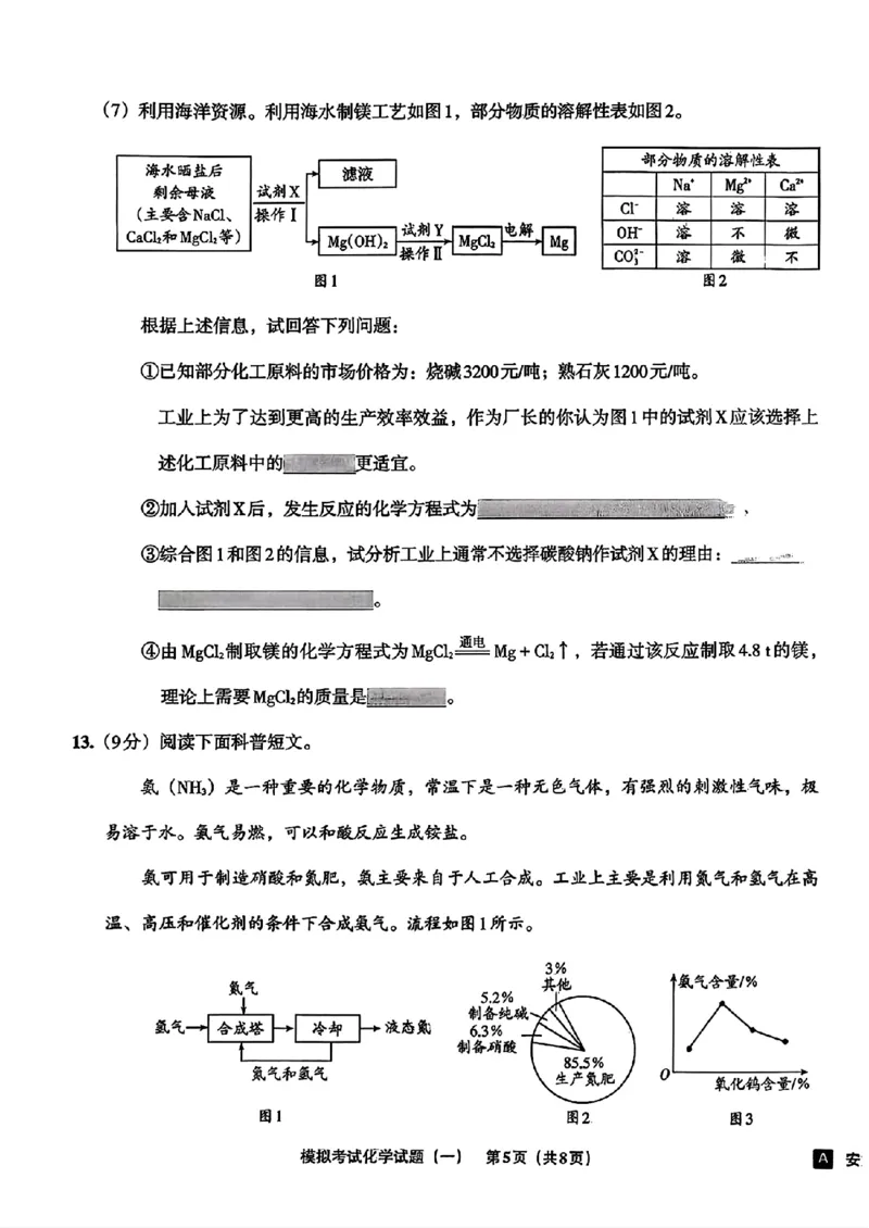 化学A4安童中考模拟试卷_中考押题2026《中考押题》系列（9科全套实时更新中）_2026版初中《安童中考模拟试卷》7科全套（辽宁）_26《安童中考模拟试卷》化学