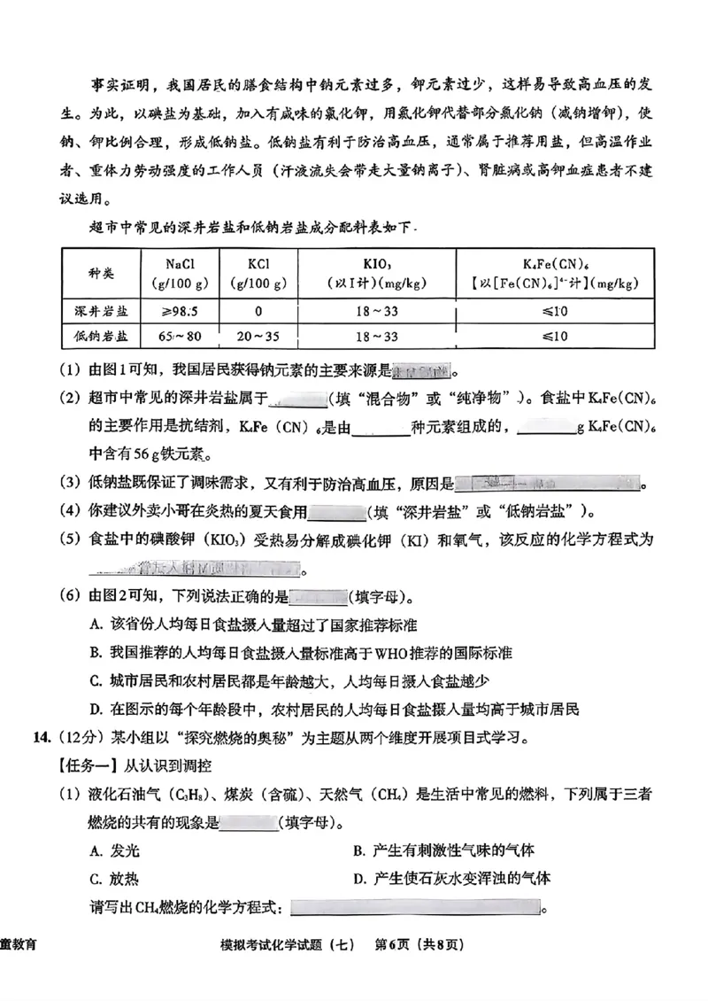 化学A4安童中考模拟试卷_中考押题2026《中考押题》系列（9科全套实时更新中）_2026版初中《安童中考模拟试卷》7科全套（辽宁）_26《安童中考模拟试卷》化学