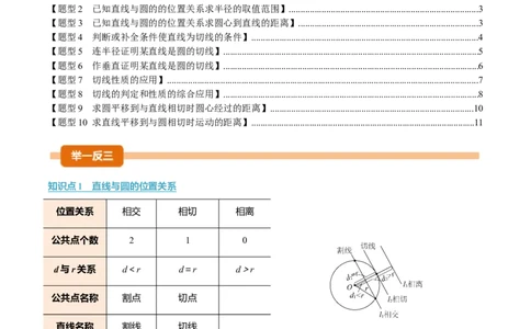 专题24.6直线与圆的位置关系（举一反三讲义）（学生版）_人教版数学九年级上册_版本二_九年级数学上册（人教版）_母题专项-U66_2026版