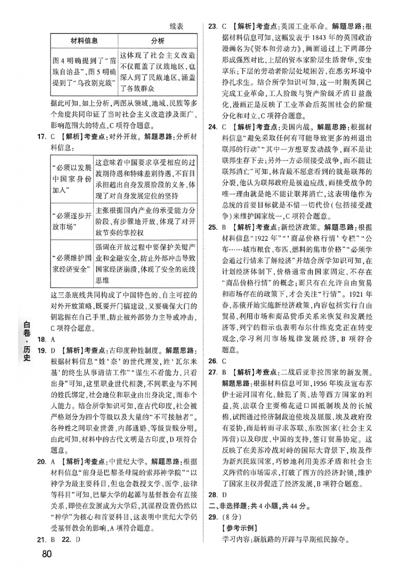 历史白卷答案_中考押题2026《中考押题》系列（9科全套实时更新中）_万唯2026版初中《万唯黑白卷》7科全套（福建）_万维历史