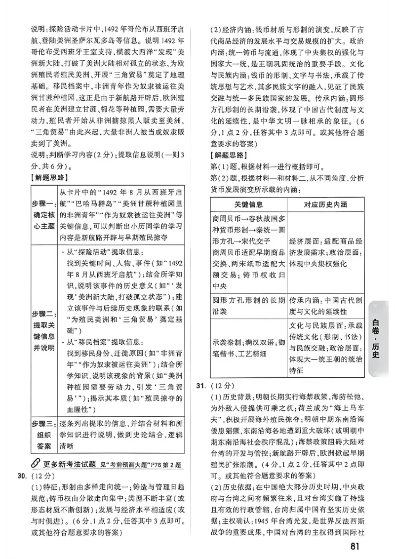 历史白卷答案_中考押题2026《中考押题》系列（9科全套实时更新中）_万唯2026版初中《万唯黑白卷》7科全套（福建）_万维历史