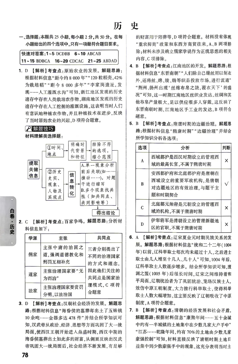 历史-26云南黑白卷-白卷答案-7_2026中考押题卷合集_2026中考黑白卷合集_2026版初中《万唯黑白卷》7科全套（云南）_2026《万唯中考&bull;云南黑白卷》历史
