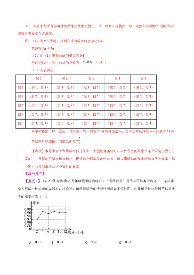 专题25.1概率初步（全章知识梳理与考点分类讲解）-（人教版）_人教版数学九年级上册_版本二_九年级数学上册（人教版）_专题突破练习-V4_2024版