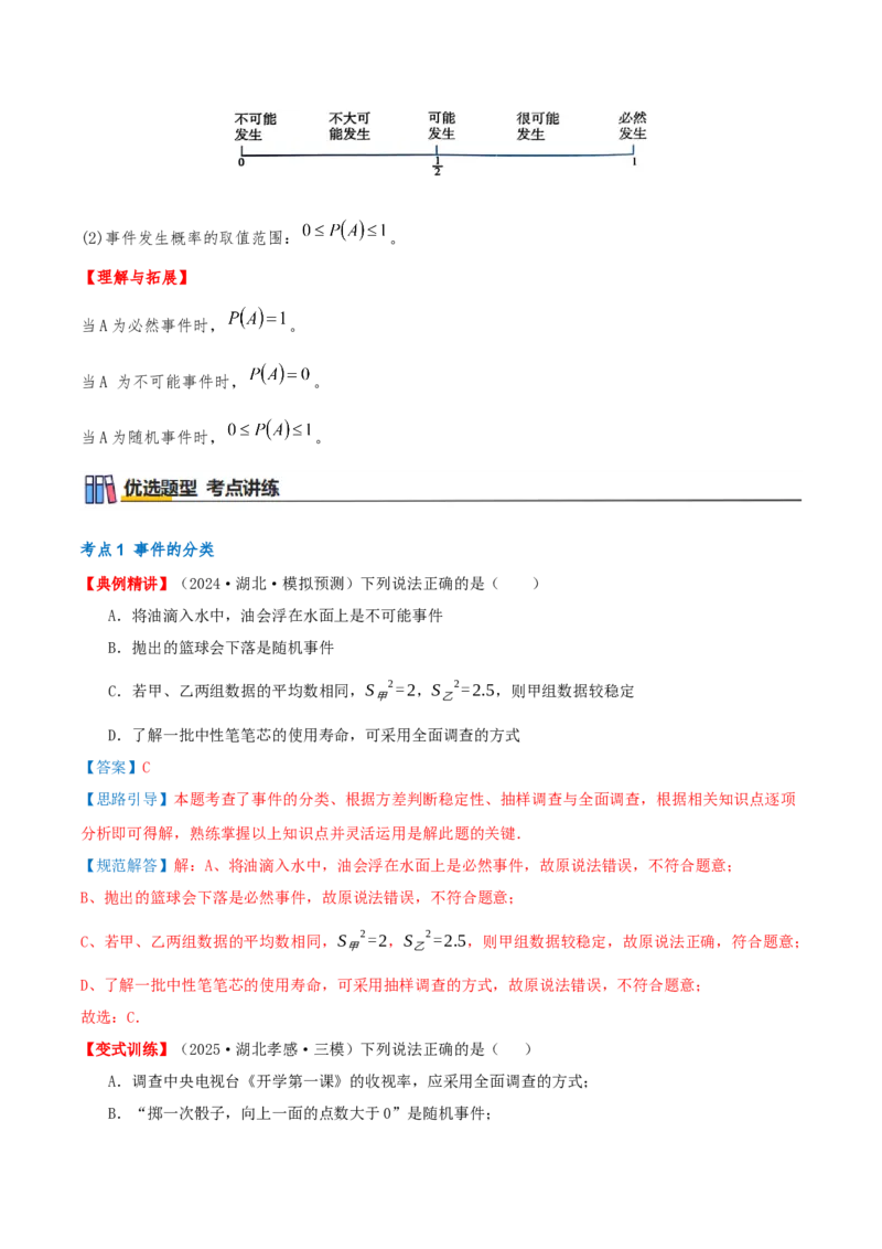 专题25.1随机事件与概率（知识梳理+11个考点讲练+中考真题演练+难度分层练共47题）解析版_人教版数学九年级上册_版本二_九年级数学上册（人教版）_重难点专题提优-V8_2026版