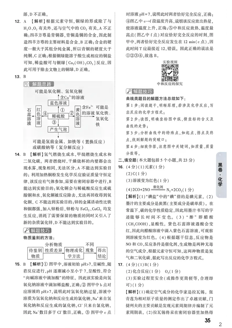 化学黑卷答案_中考押题2026《中考押题》系列（9科全套实时更新中）_万唯2026版初中《万唯黑白卷》7科全套（重庆）_化学