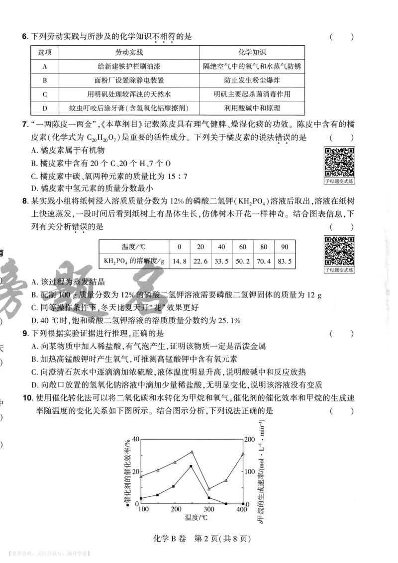 化学A4_2026中考押题卷合集_2026《载望中考&bull;预测解密卷》多地方版_2026《载望中考&bull;考前预测解密卷》福建7科_2026《福建中考&bull;载望考前预测解密卷》7科A4