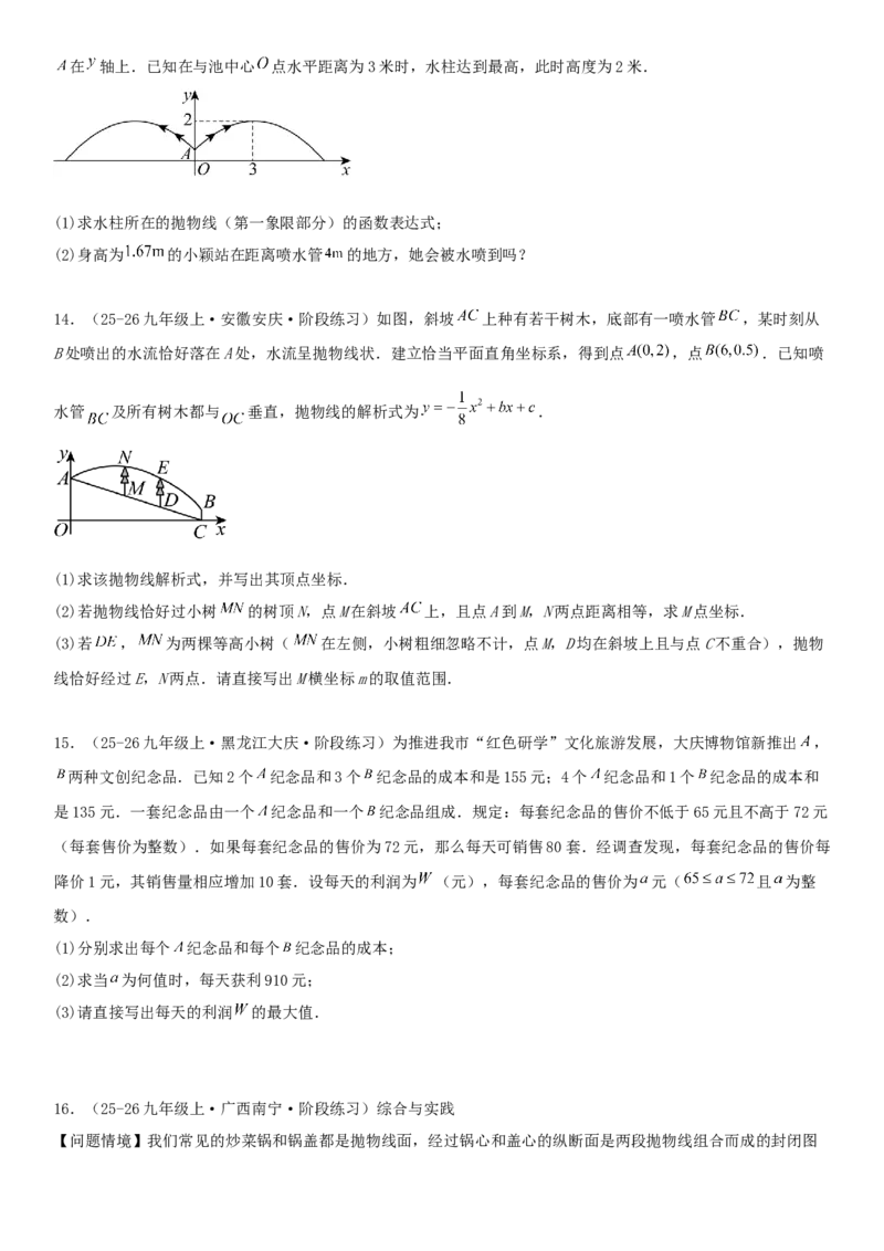 专题强化01：二次函数的实际应用解答题学生版_人教版数学九年级上册_版本二_九年级数学上册（人教版）_考点题型技巧高分突破-U360_2026版