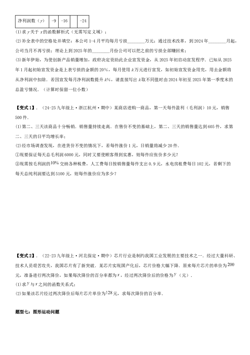 专题强化01：二次函数的实际应用解答题学生版_人教版数学九年级上册_版本二_九年级数学上册（人教版）_考点题型技巧高分突破-U360_2026版