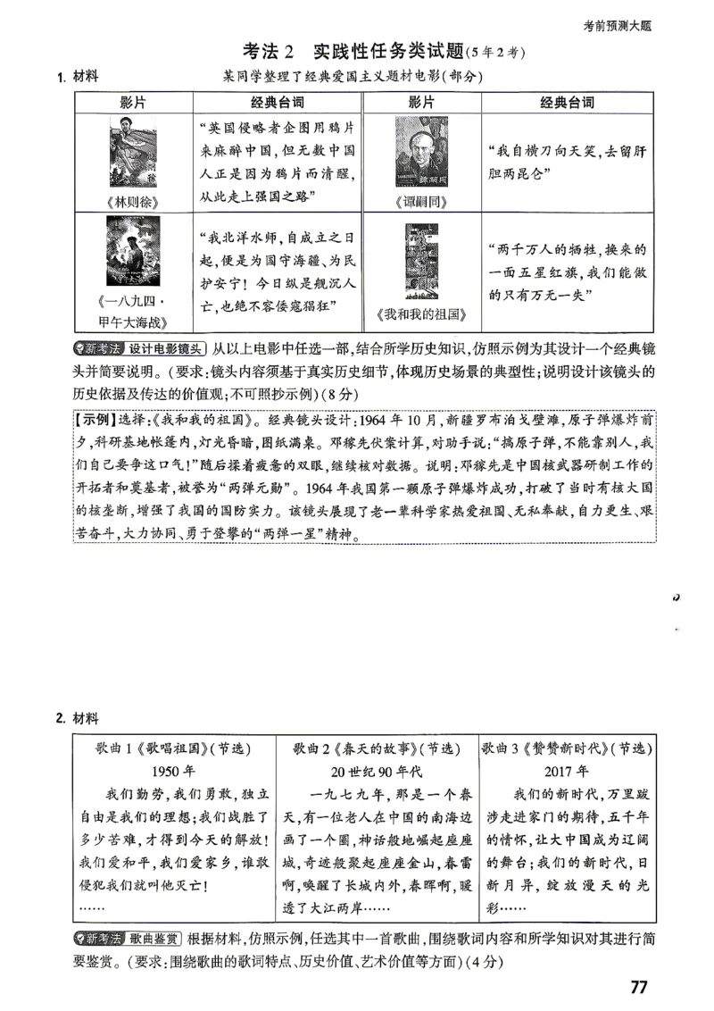 历史-考前预测大题_2026中考押题卷合集_2026中考黑白卷合集_2026版初中《万唯黑白卷》7科全套（云南）_2026《万唯中考&bull;云南黑白卷》历史