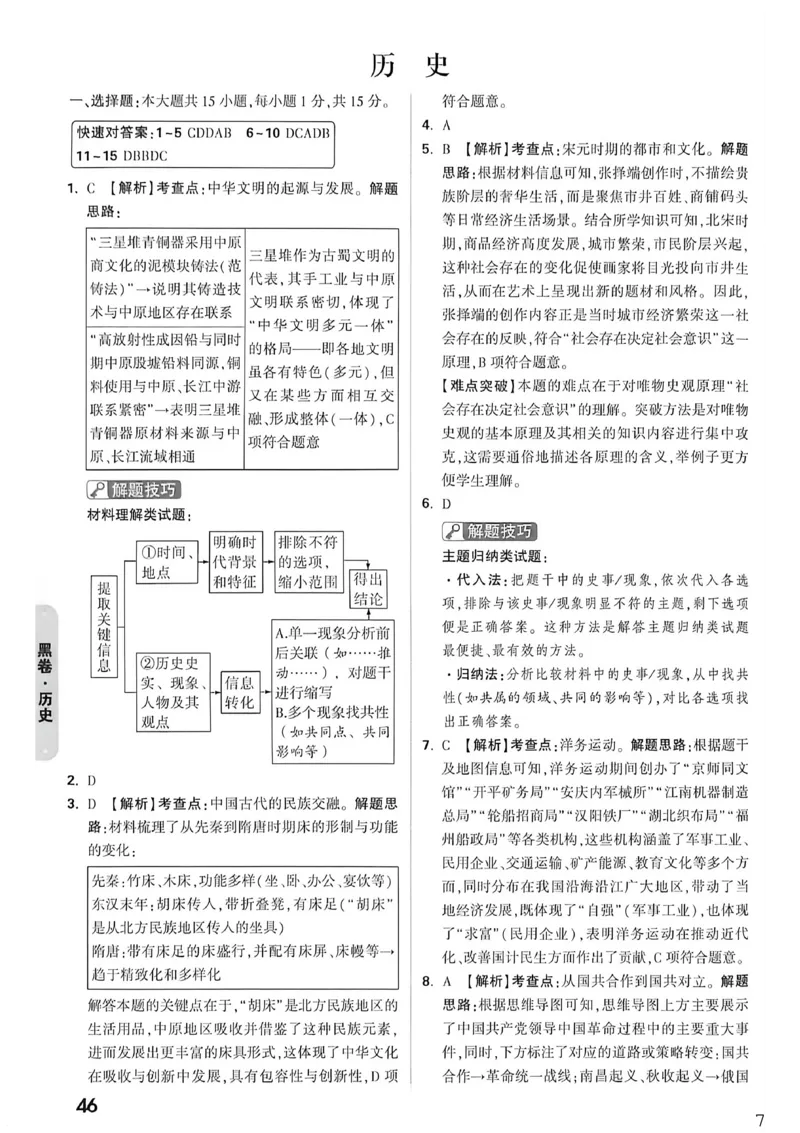 历史黑卷答案_中考押题2026《中考押题》系列（9科全套实时更新中）_万唯2026版初中《万唯黑白卷》7科全套（重庆）_历史