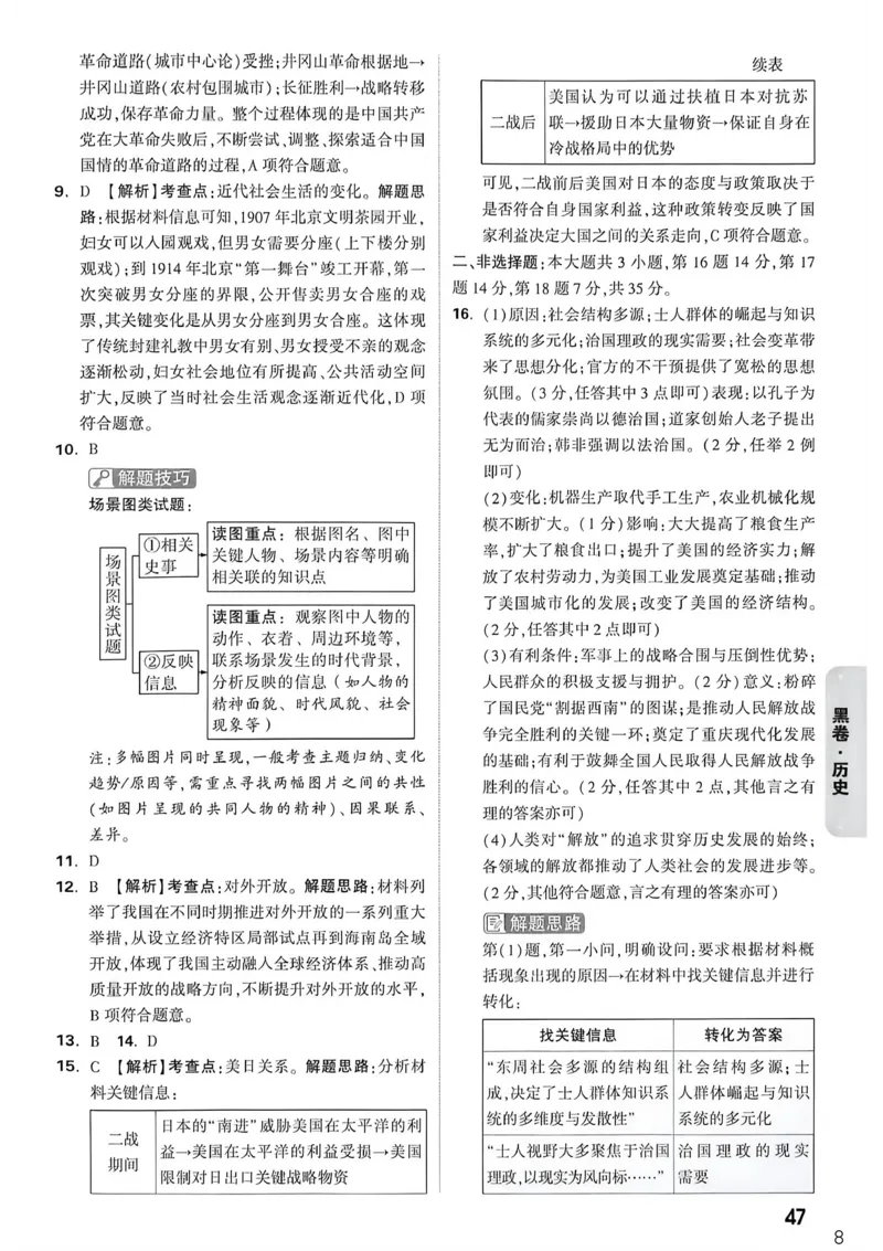 历史黑卷答案_中考押题2026《中考押题》系列（9科全套实时更新中）_万唯2026版初中《万唯黑白卷》7科全套（重庆）_历史