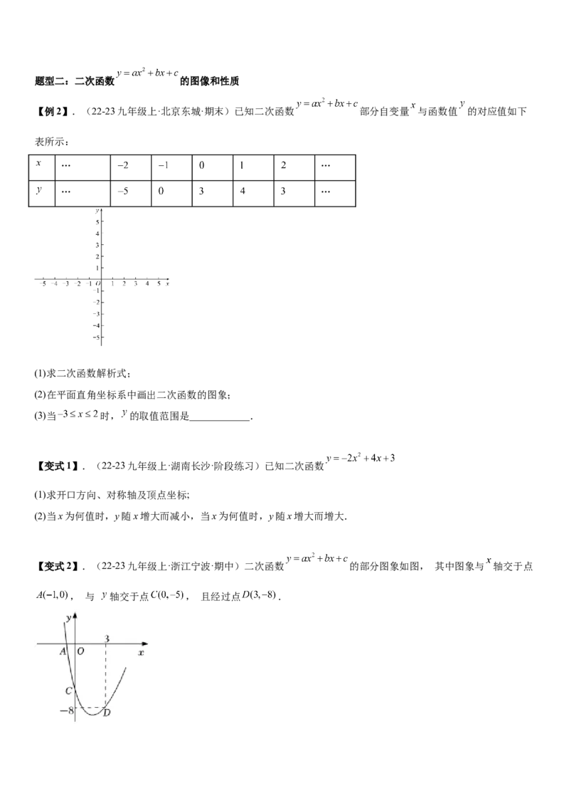 专题强化03：二次函数的图像与系数、不等式、对称性和最值学生版_人教版数学九年级上册_版本二_九年级数学上册（人教版）_考点题型技巧高分突破-U360_2026版