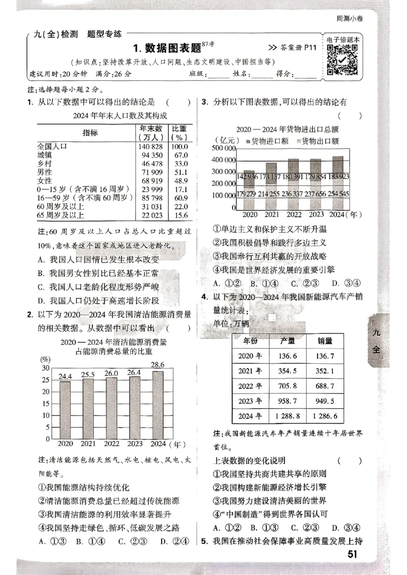九年级全一册道法&mdash;&mdash;周测小卷_2026中考押题卷合集_2026新中考中考全科资料_2026版大小卷&bull;人教版道法&bull;9年级全一册(1)