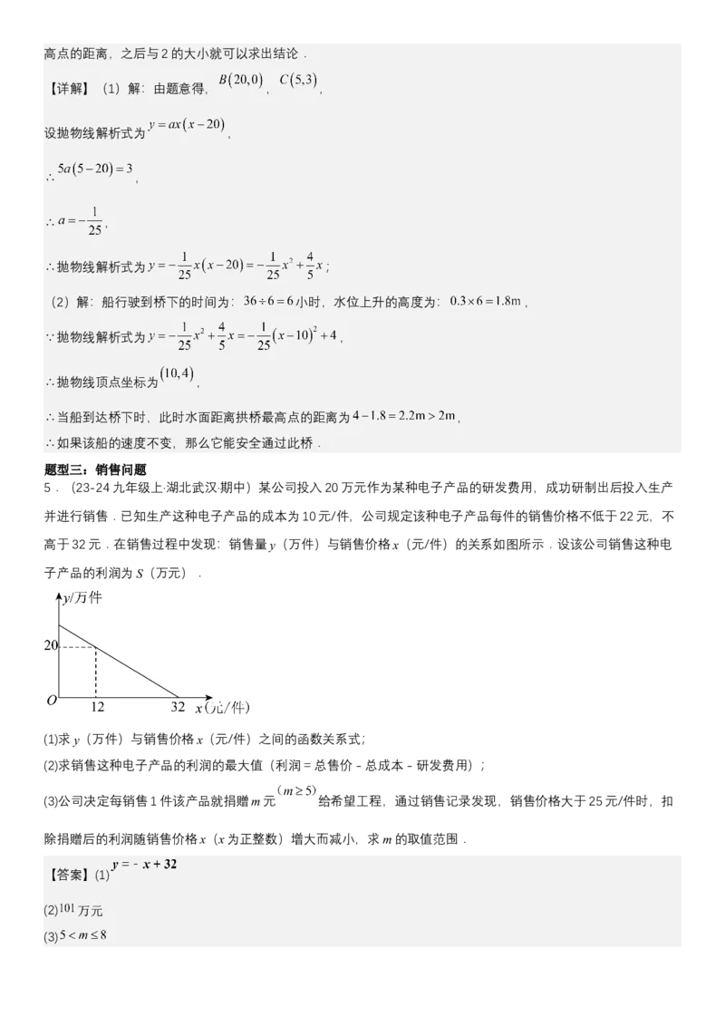 专题强化05：二次函数的实际应用大题归纳教师版_人教版数学九年级上册_版本二_九年级数学上册（人教版）_考点题型技巧高分突破-U360_2025版