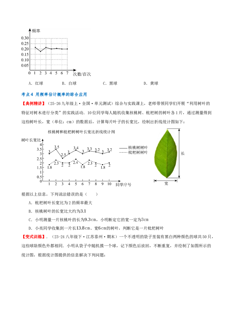专题25.3用频率估计概率（知识梳理+8个考点讲练+中考真题演练+难度分层练共41题）原卷版_人教版数学九年级上册_版本二_九年级数学上册（人教版）_重难点专题提优-V8_2026版