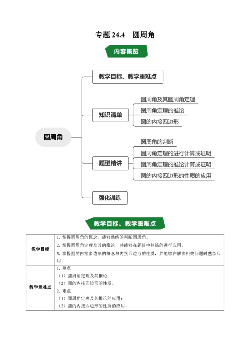专题24.4圆周角（高效培优讲义）（教师版）_人教版数学九年级上册_版本二_九年级数学上册（人教版）_同步讲义-U18_2026版