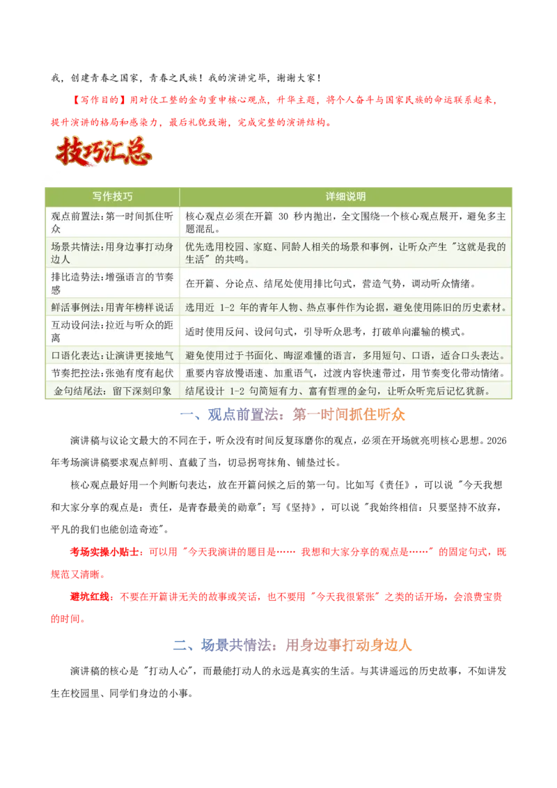 写作通关模板03：演讲稿模板(解析版)_中考押题2026《中考押题》系列（9科全套实时更新中）_2026版中考《作文提分系列》提分攻略+通关模版+热点速递（语文）_2026《写作》通关模版