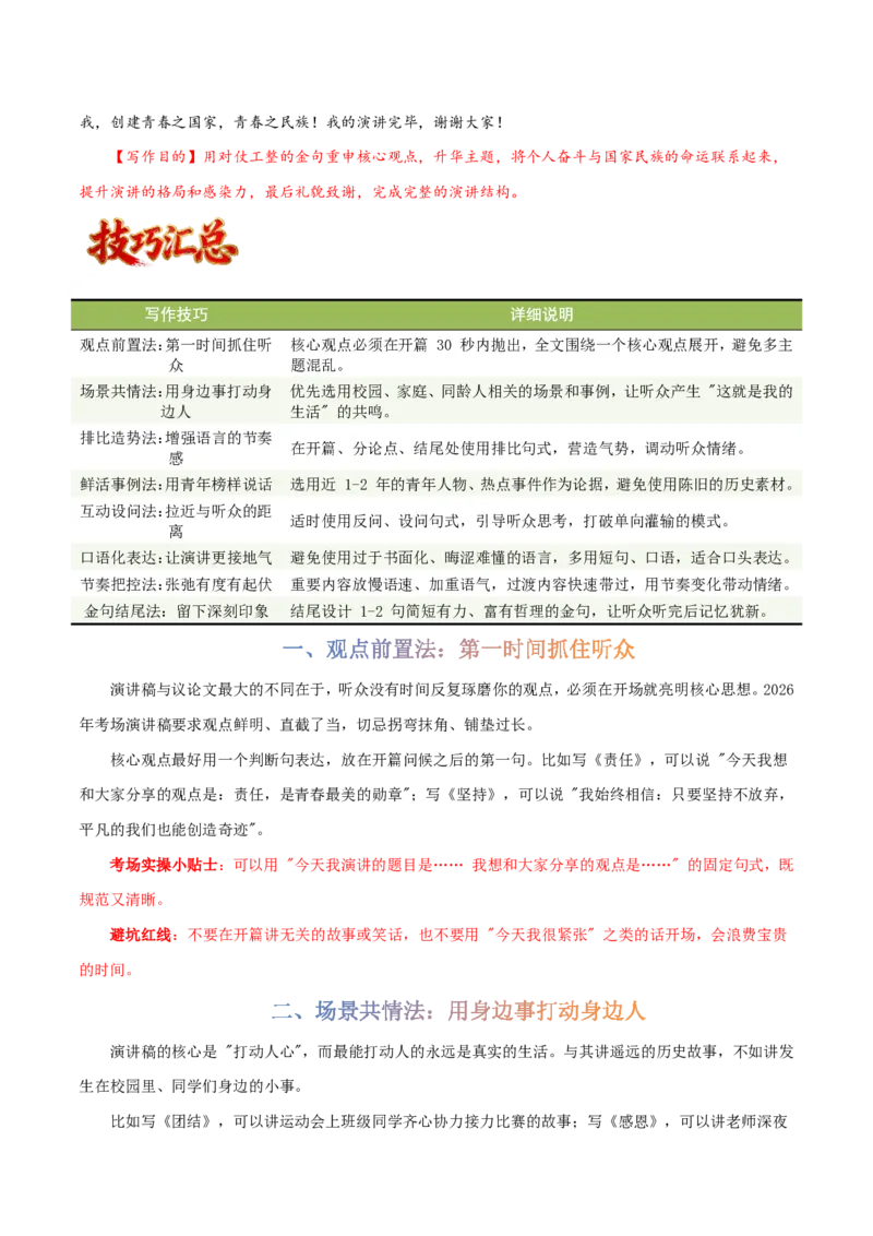 写作通关模板03：演讲稿模板(原卷版)_中考押题2026《中考押题》系列（9科全套实时更新中）_2026版中考《作文提分系列》提分攻略+通关模版+热点速递（语文）_2026《写作》通关模版