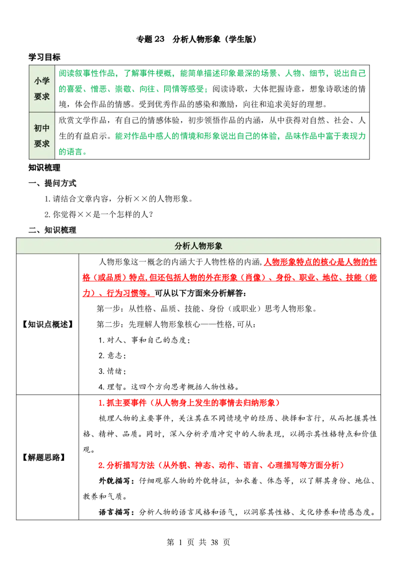 六升七语文暑假衔接专题1-40（新）_六升七暑假衔接