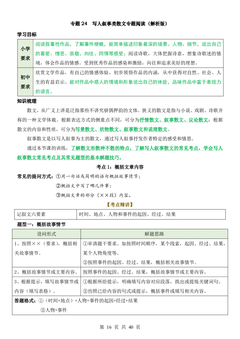 六升七语文暑假衔接专题1-40（新）_六升七暑假衔接