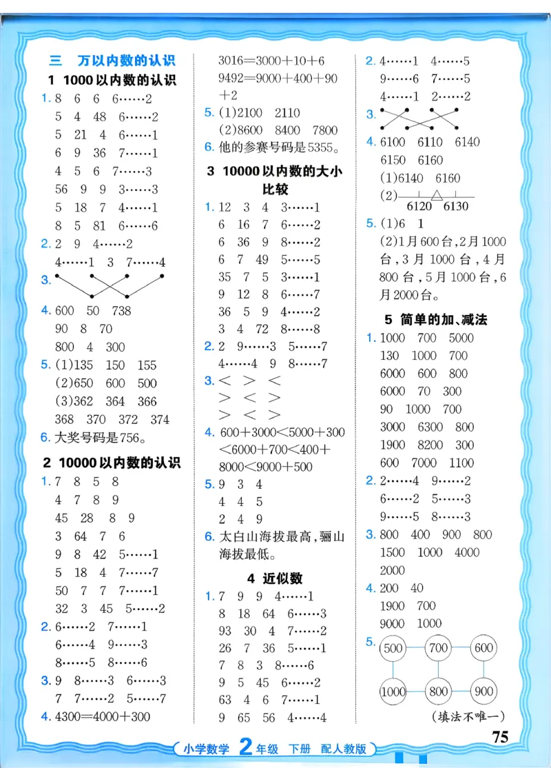 二下数学人教_2026春小学教辅大合集_8-26春《王朝霞》系列_01.2026春WZX活页计算、活页默写语文、数学、英语人教1-6年下册_数学1-6_2下王朝霞活页计算数学人教版26春