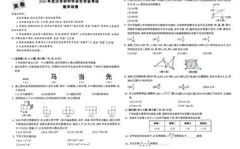 数学黑卷_中考押题2026《中考押题》系列（9科全套实时更新中）_万唯2026版初中《万唯黑白卷》7科全套（武汉）_数学