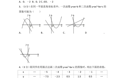 人教版第22章二次函数测试卷（3）_人教版数学九年级上册_版本一_人教版数学九年级上册（RJ）--4单元测试卷_人教版数学九年级上册（RJ）--4单元测试卷