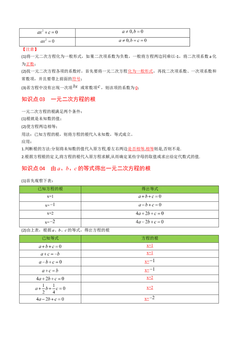 初中数学同步9年级上册01课一元二次方程(共21页)（教师版）_人教版数学九年级上册_版本二_九年级数学上册（人教版）_专项复习_讲义