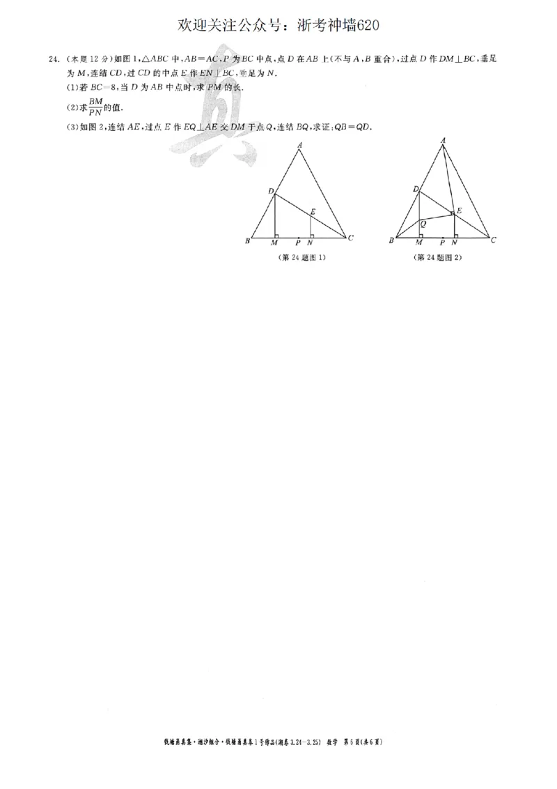 数学卷-2603宁波钱塘甬真1号&middot;潮卷_中考押题2026《中考押题》系列（9科全套实时更新中）_浙江2026版中考《浙江一模二模》多地区全套（浙江）_2603宁波钱塘甬真1号潮卷（全科）