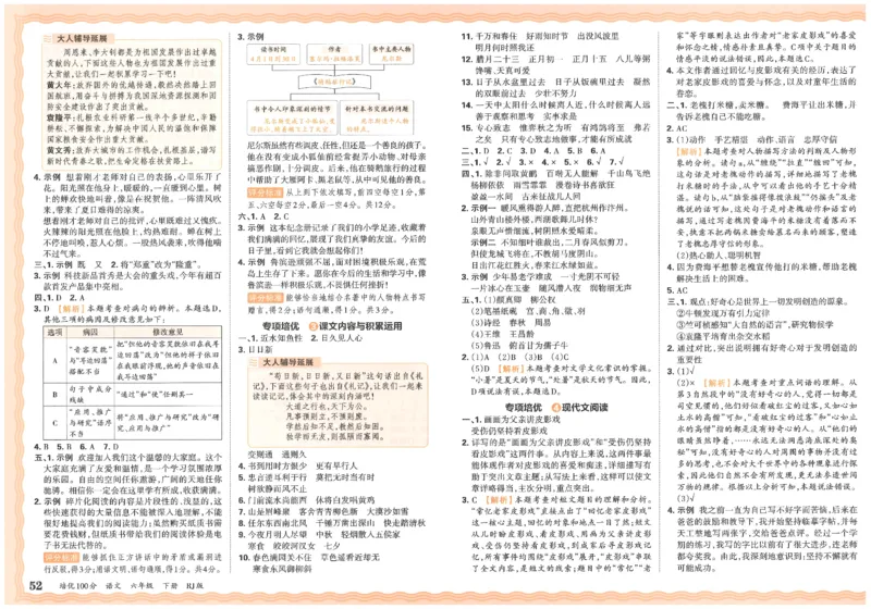 六下语文王朝霞培优100分_2026春小学教辅大合集_8-26春《王朝霞》系列_04.2026春WZX培Y100分数学语文人教1-6年级下册_语文《王朝霞培优100分》26春